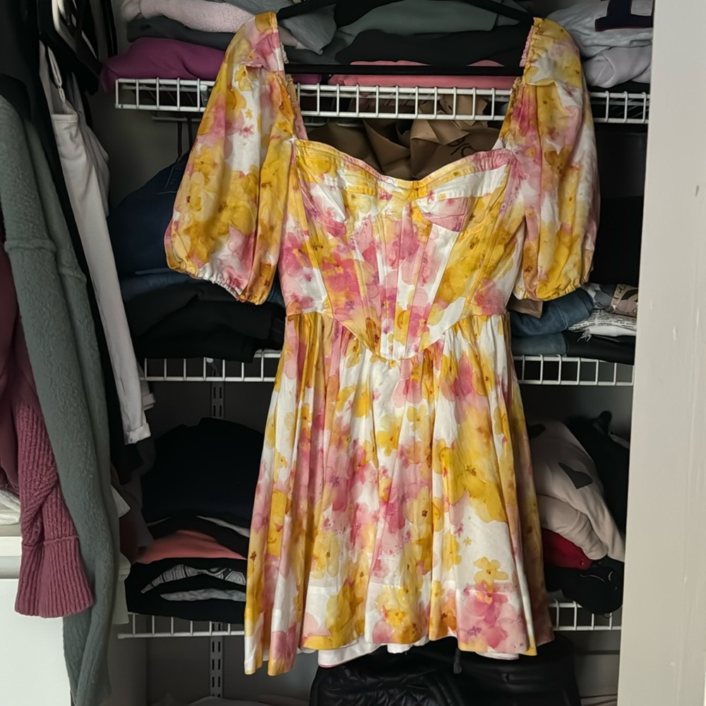 Corset puff sleeve mini dress